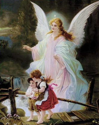 guardian angel children on bridge